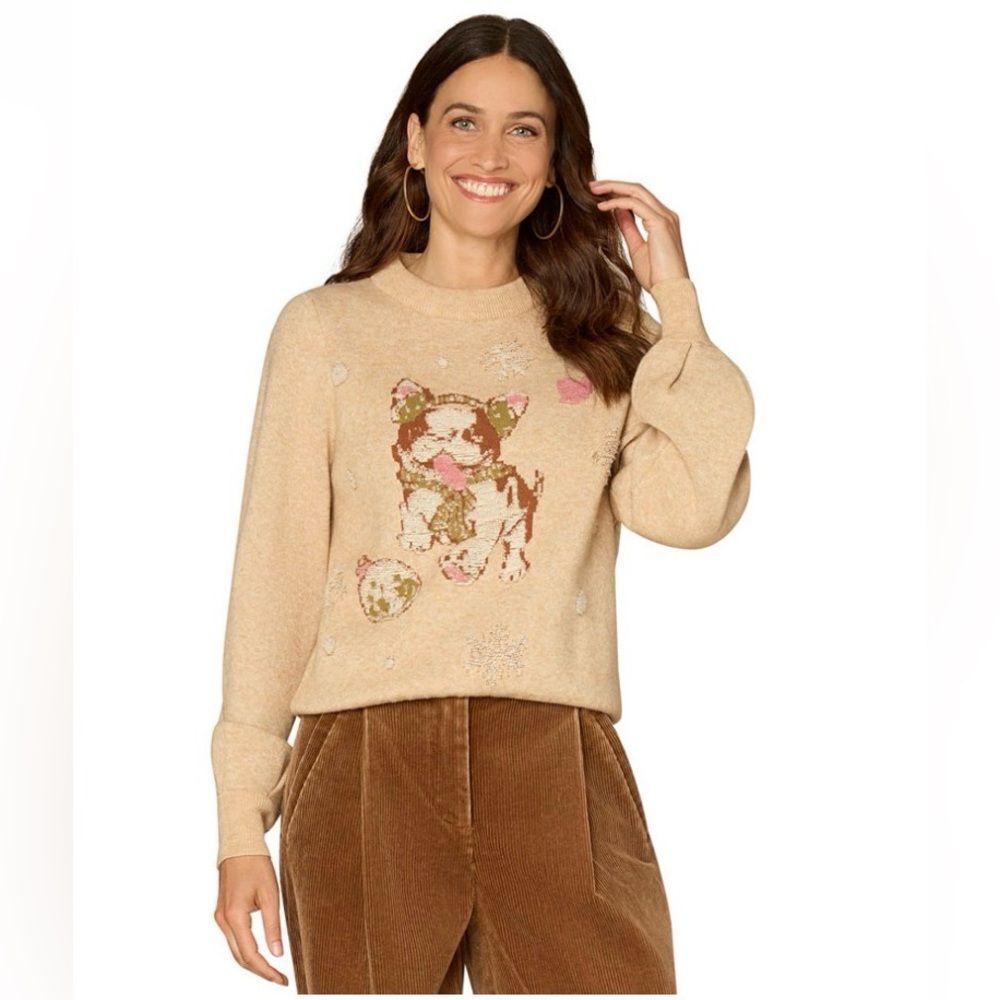 NWT *Democracy* Sz XL Frenchie Round Neck Blouson Sleeve Sweater